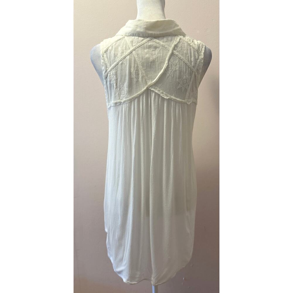 FREE PEOPLE Sleeveless Cotton Flowy Buton Down Tunic Aztec Lace Size S